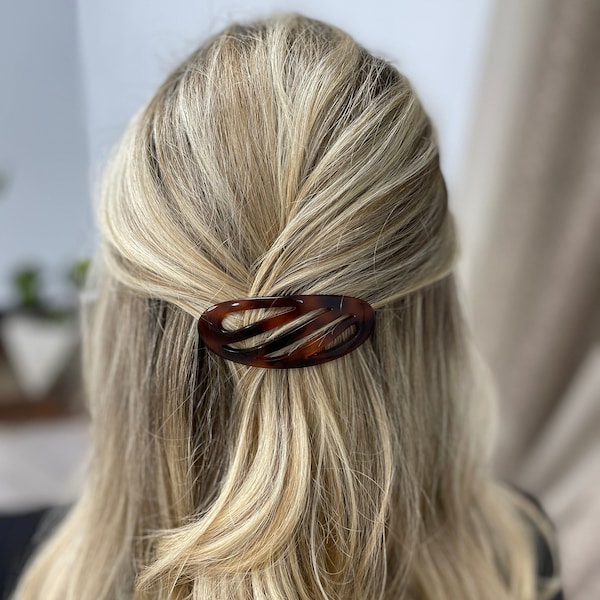 Vintage French Tortoise Shell Louvered Hair Barrette