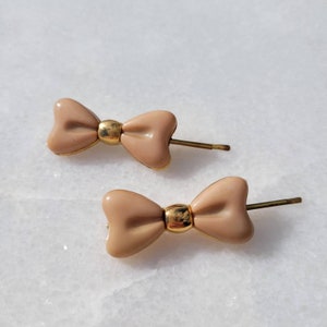 Vintage Italian Mini Bow Shaped Gold Accent Bobby Pins (Set of Two)