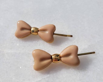 Vintage Italian Mini Bow Shaped Gold Accent Bobby Pins (Set of Two)