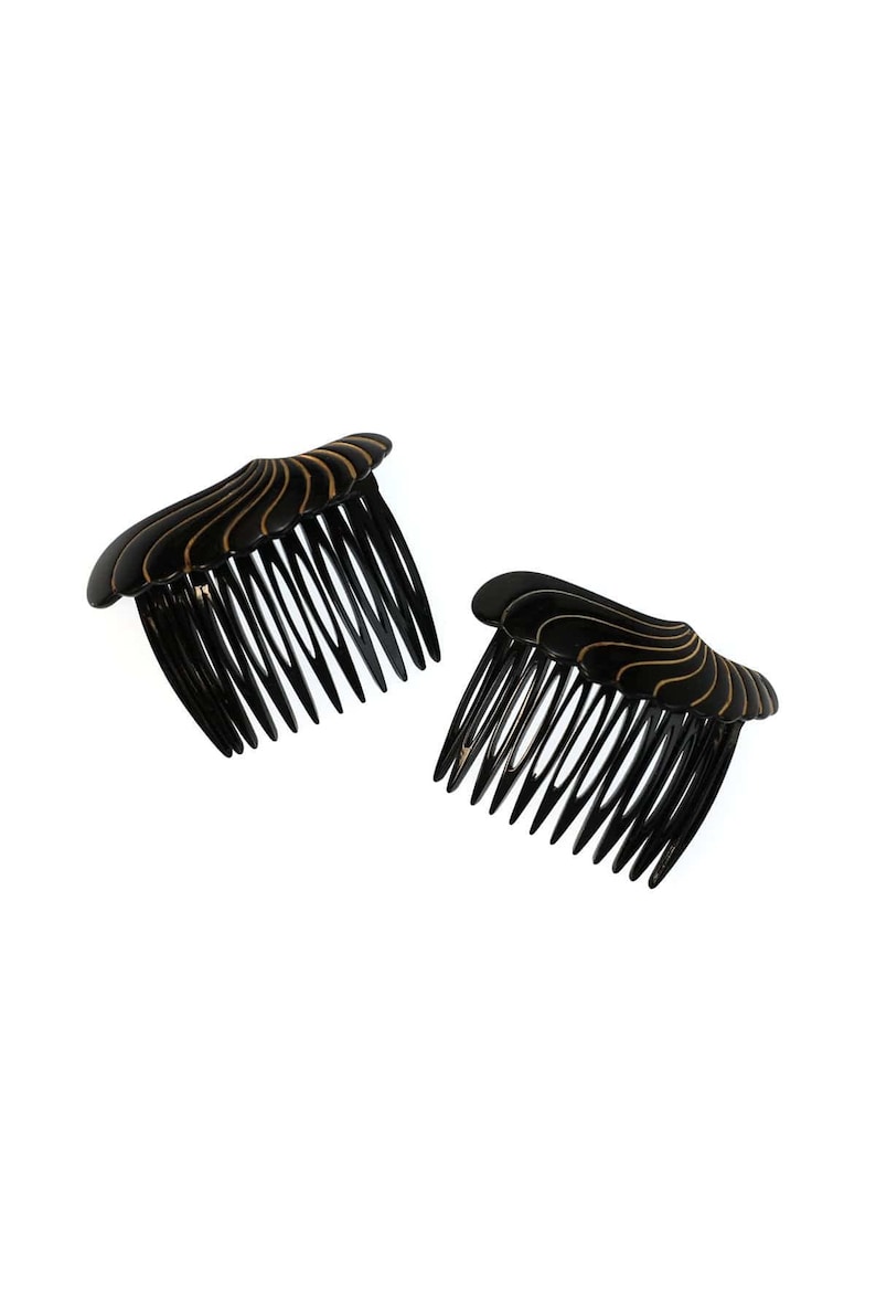 Vintage French Curved Seashell Hair Comb With Gold Trim - Etsy