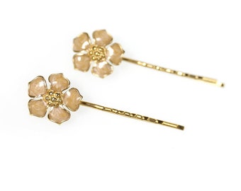 Vintage Enamel Flower Bobby Pins (Set of Two)