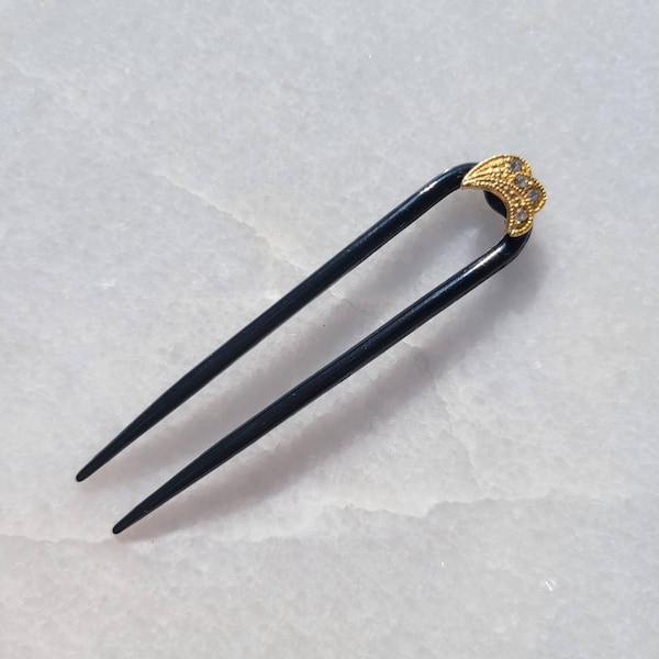 Vintage Italian Crescent Crystal Embellishment Hair Pins