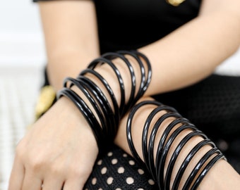 Thin Vintage Black Bangles Sold as Set of 6