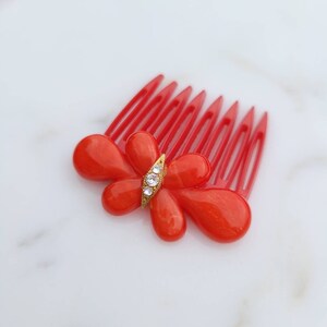 Italian Vintage Bakelite Flower Swarovski Crystals Hair Comb