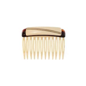 Vintage Italian Ivory Hair Comb with Gold Inlay