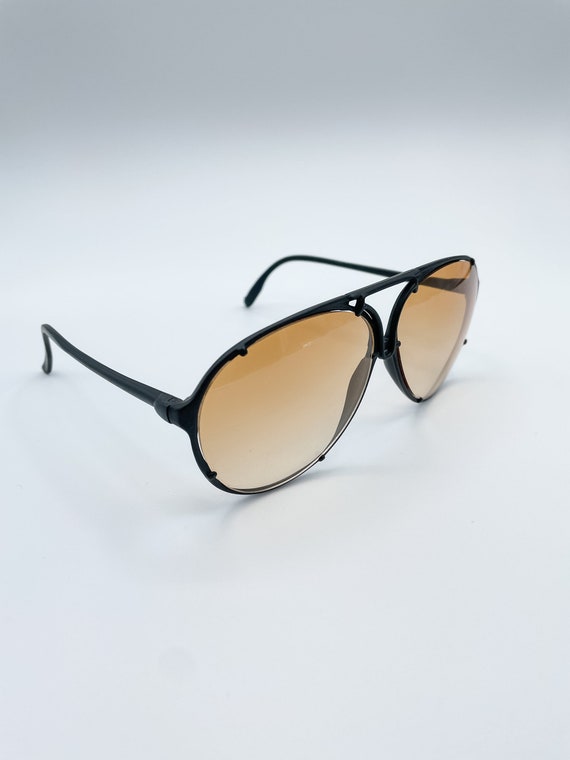 Black Frame Aviator French Vintage Sunglasses - image 3