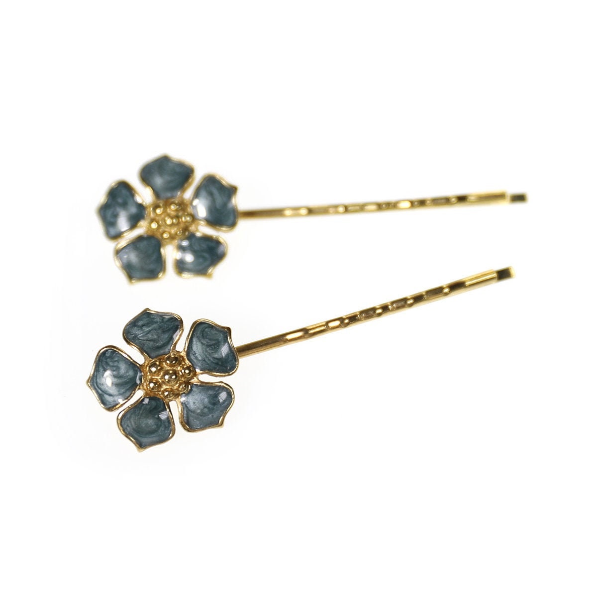 Vintage Enamel Flower Bobby Pins Set Of Two Etsy