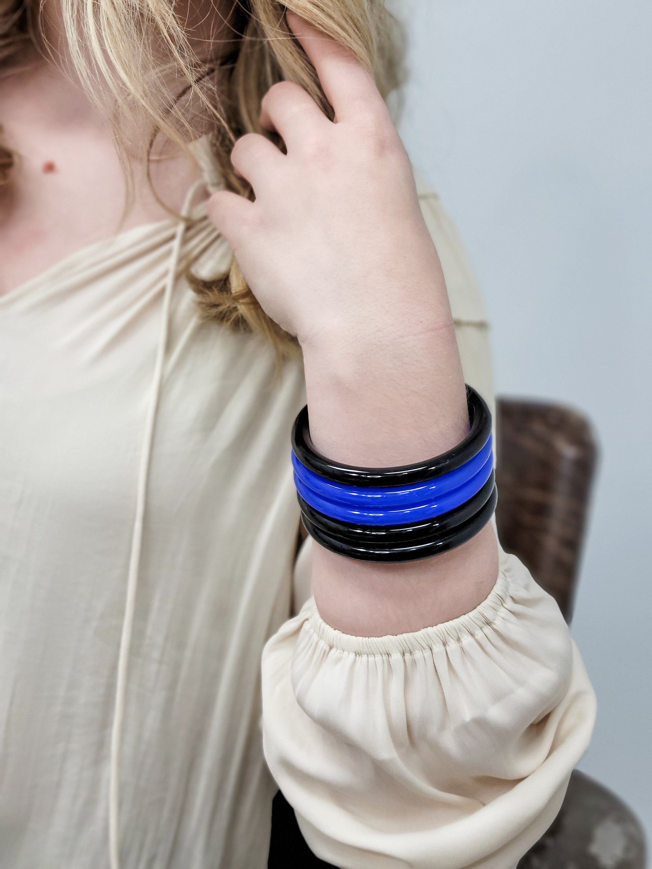 Bracelet Jonc Rigide Vintage Buch Deichmann - Plastique Dur, Bijou Rétro Années 80, Occasion