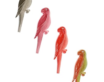 French Vintage Parrot Pin Brooch with Swarovski Crystal Eye