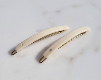 French Vintage Single Crystal Hair Barrette