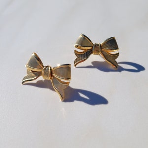 Sylvie Gabrielli Positively Yours Vintage Gold Bow Stud Earrings, Vintage Italian Women's Earrings