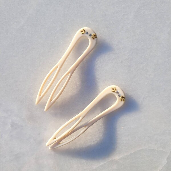 Vintage French Hair Pins with Crystals