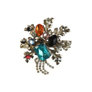 Vintage Fancy Multi-Color Rhinestone Hair Barrette