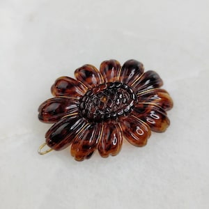 Italian Vintage Sunflower Hair Barrette on Tige Boule