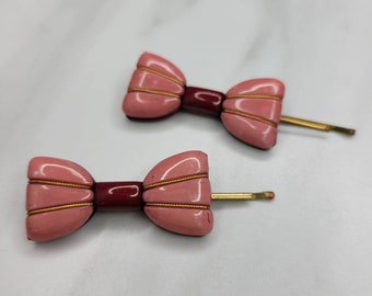 Vintage Italian Bow Shaped Bobby Pins (Set of Two)