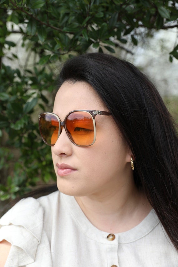 Vintage French Oversized Square Shaped Sunglasses - image 2