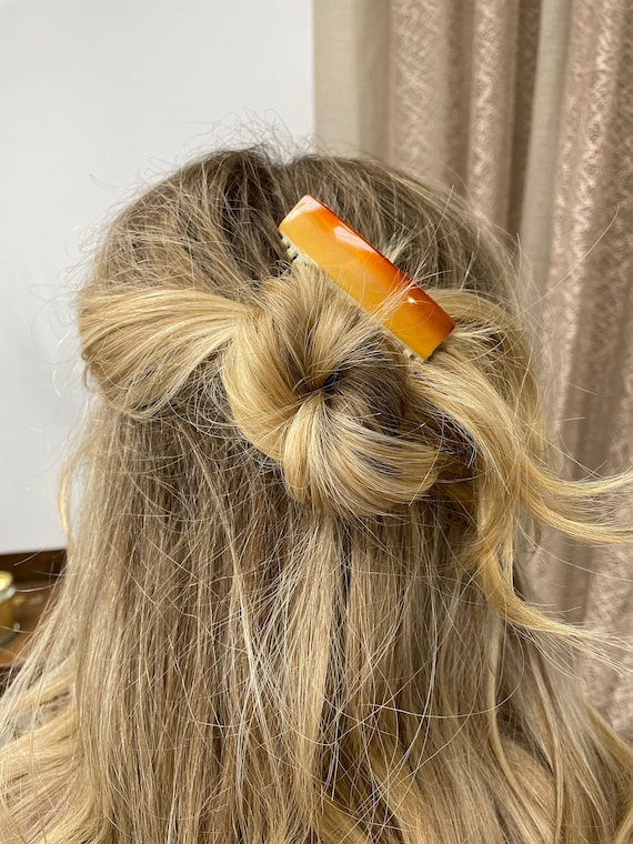 New 1980’s CARITA Paris Orange French Hair Combs, One Pair, Deadstock Vintage Carita | Accessories | Carita Paris 98s French Hair Combs  main image 3