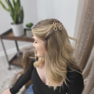 Vintage French Star Gold Infinity Hair Barrettes