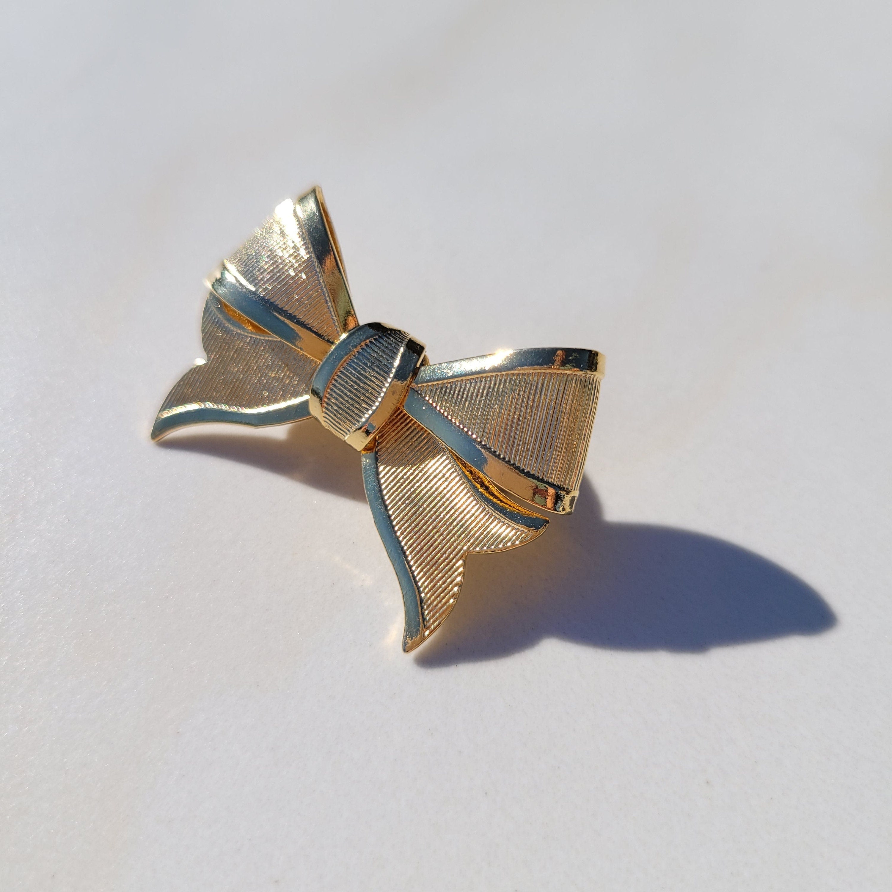 Sylvie Gabrielli Positively Yours Vintage Gold Bow Pin Italian Vintage Brooch Pin for Women