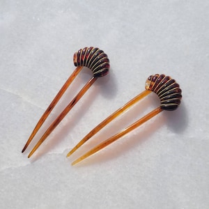 Vintage Italian Wire Wrapped Sea Shell Hair Pins