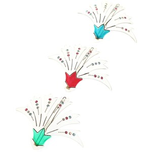 Seltene Vintage französische Art Deco Feuerwerk Haarspange mit Strasssteinen