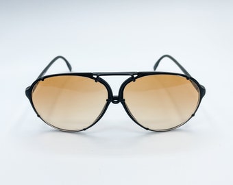French 1940s MEN AVIATOR SUNGLASSES - Black Glass Lenses -unique