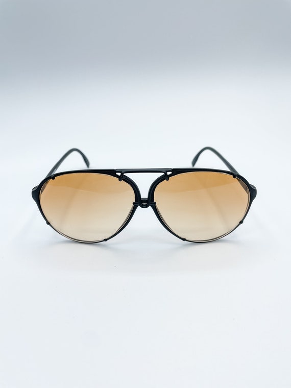 Black Frame Aviator French Vintage Sunglasses - image 1