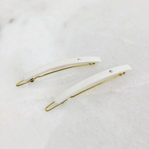 French Vintage Single Crystal Snow White Hair Barrettes