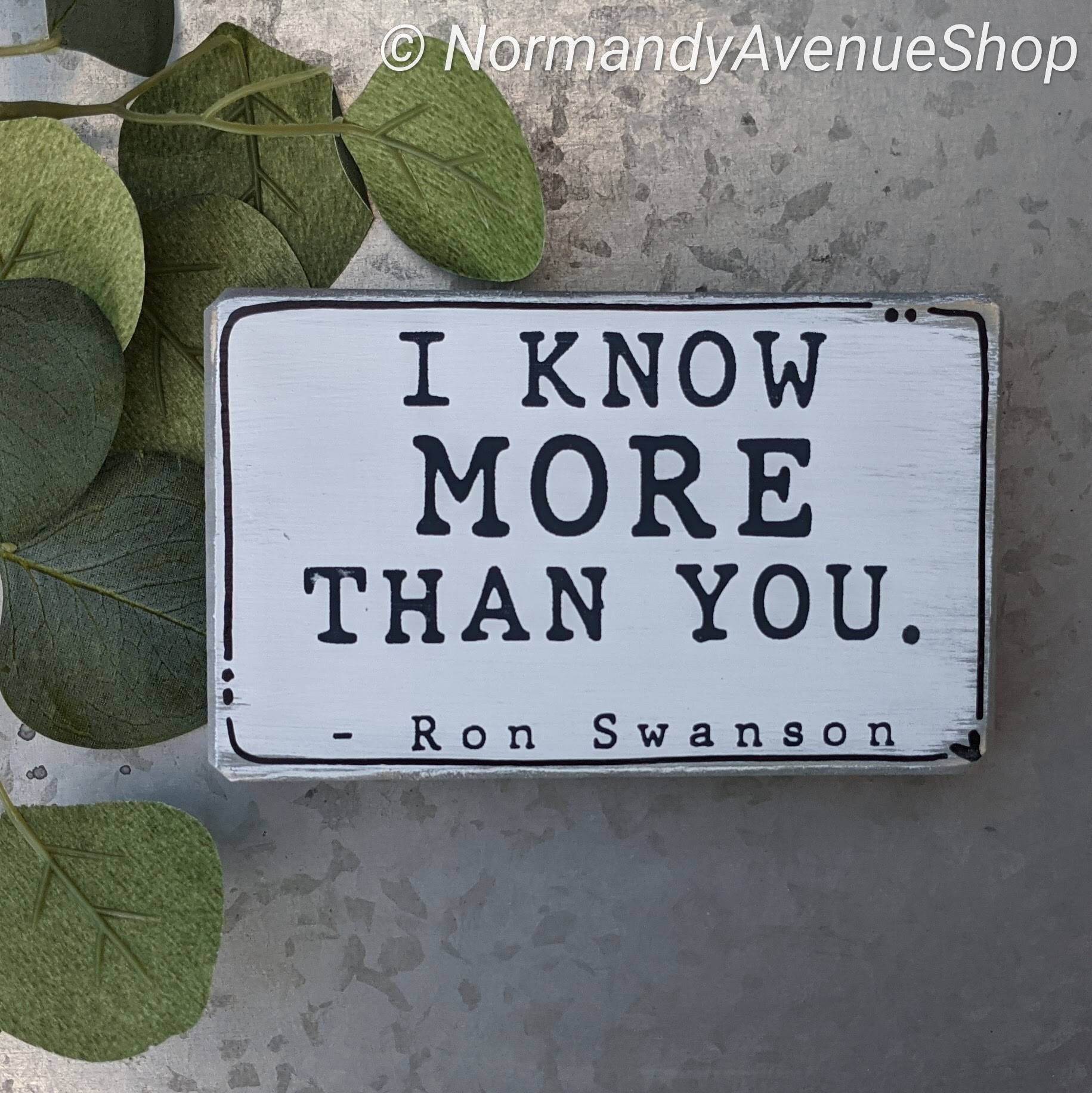 I know more than you. Ron Swanson quote sign Parks and Rec Etsy België