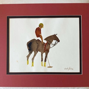 Original Watercolor of Polo Player on a Polo Pony by Dante Liberi