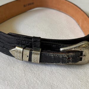 Justin Black Genuine Lizard Leather Western Belt Silver Filigree 30 252B Justin Lizard Leather Belt w/ Mother of Pearl Sterling  main image 4