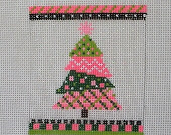 SWITZERLAND SWISS handpainted 4.25/" Needlepoint Canvas Ornament Silver Needle
