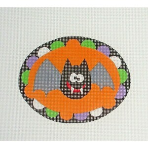 Handpainted Needlepoint Canvas Wacky Bat Halloween Pepperberry HW-10 18 Mesh