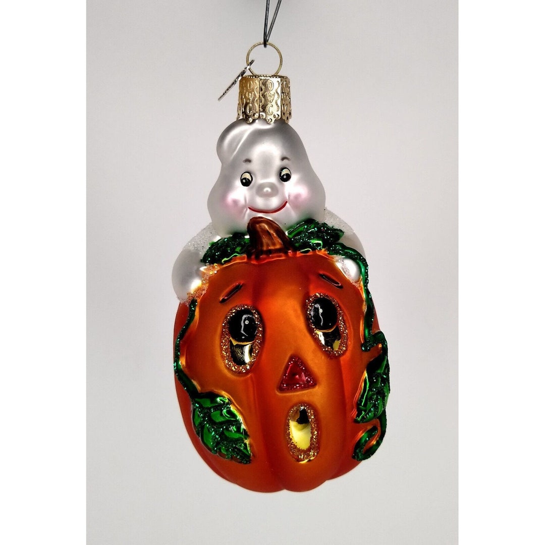 Old World Christmas Halloween Ornament Pumpkin and Ghost Blown Etsy