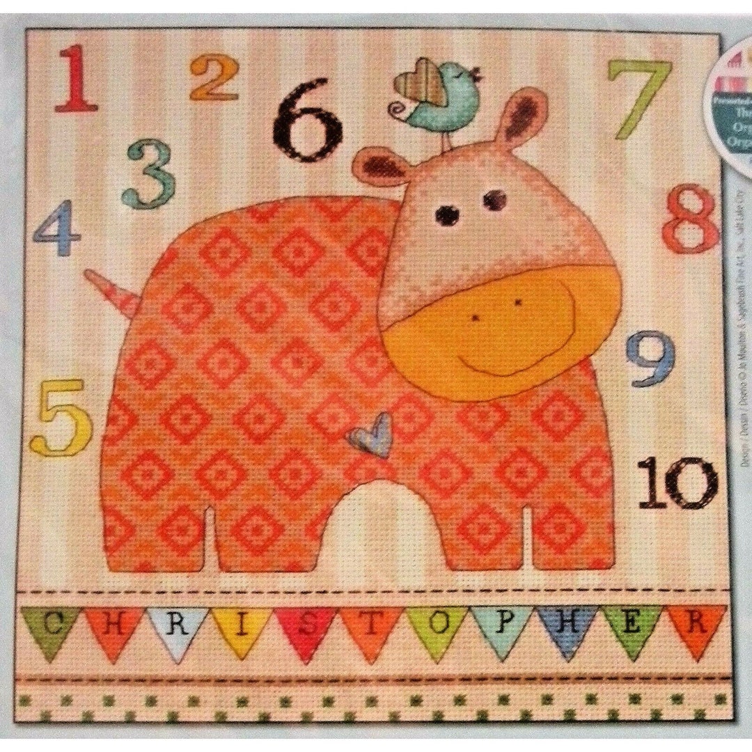 Cross Stitch Kit Baby Hippo 123 Dimensions Counted 7073989 Etsy