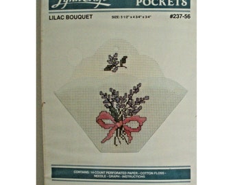 Cross Stitch Kit Perforated Paper Pockets Lilac Bouquet Lynn Craft DIY 237-56