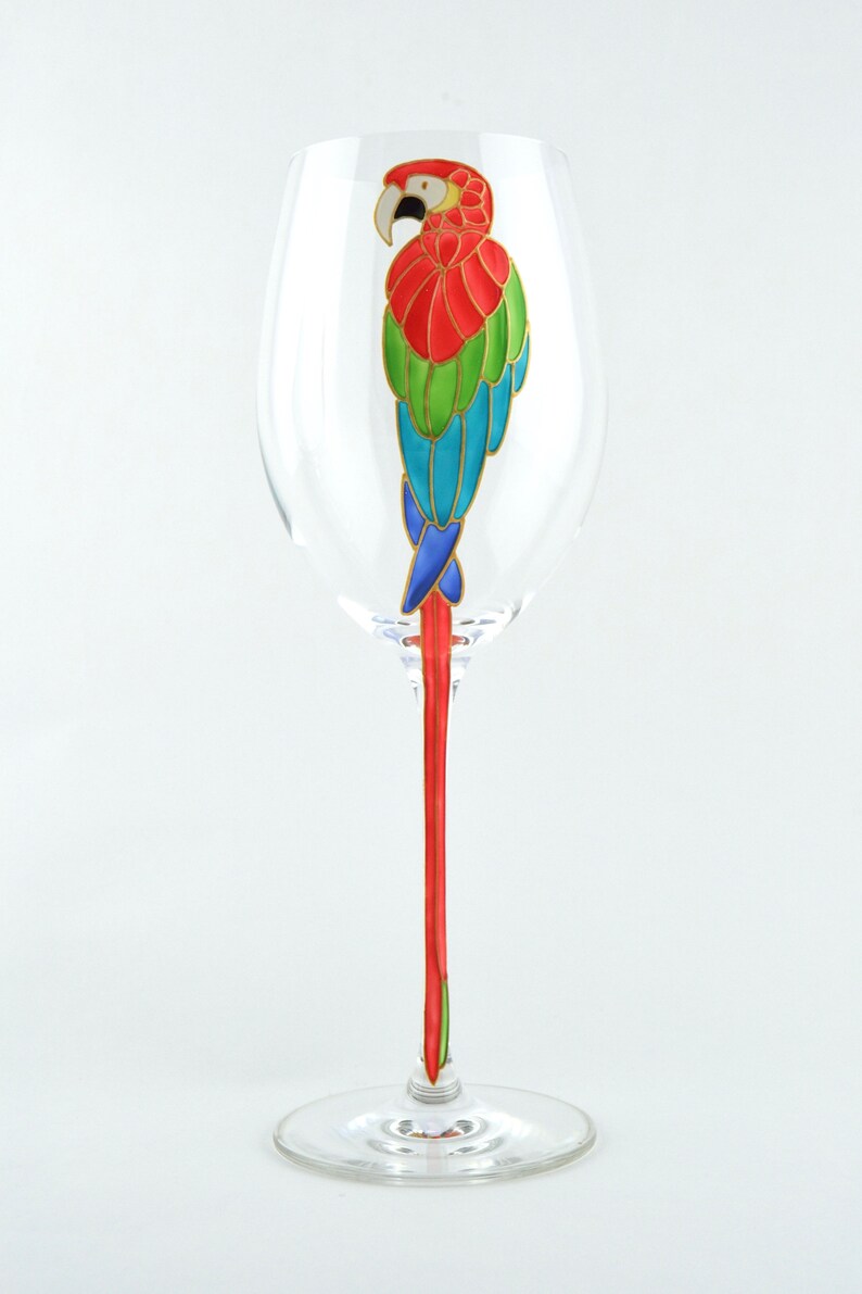 Parrot Wine Glasses Etsy