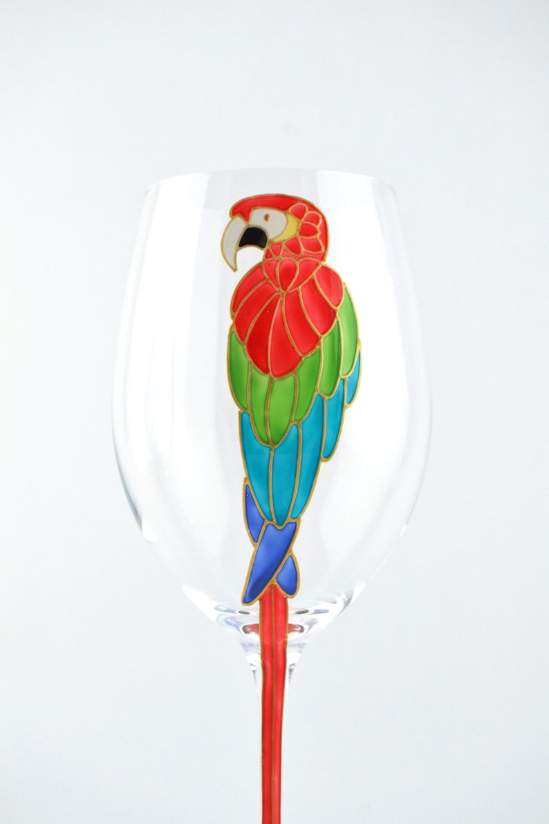 Parrot Wine Glasses Etsy