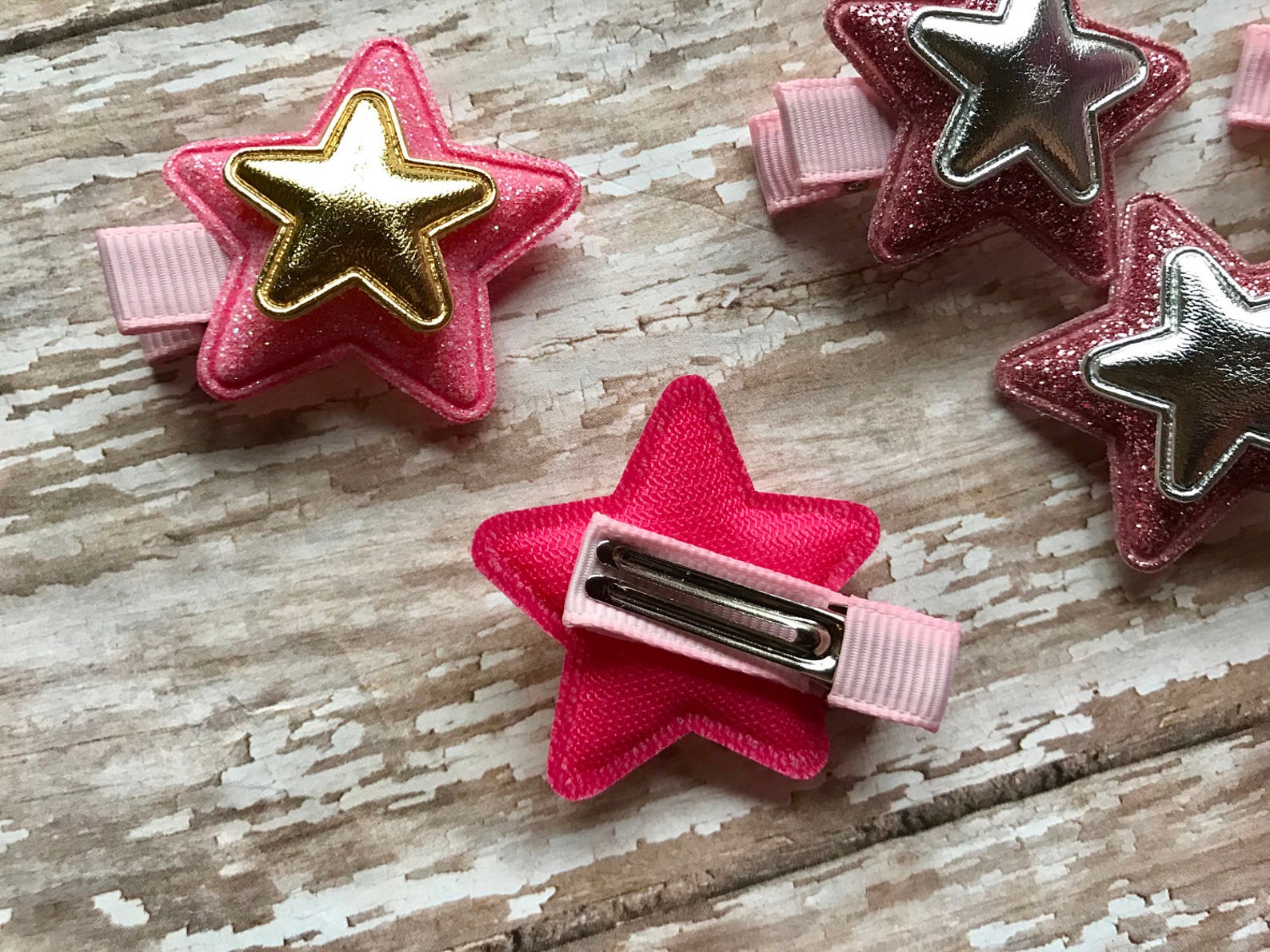 Adorable Glitter Star clips MANY COLORS Set of 2 ribbon Etsy