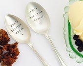 Personalised Silver Plated Vintage Spoon, Hand Stamped Customised Dessert Spoon, Keepsake Birthday Gift
