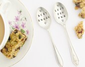 Personalised Vintage Spoon, Customised Silver Plated Tea Spoon, Personalised Gift for Mum, Hand Stamped Vintage Cutlery