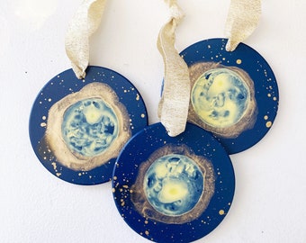 Moon Phase Ceramic Holiday Ornaments