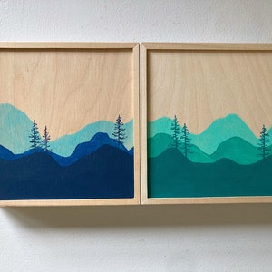 Tiny Forest Painting, Birch Box Trees and Landscape Painting, Original Artwork, 6X6 inches