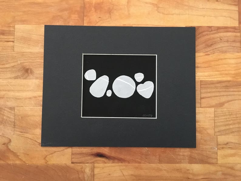 Lucky Rocks, Original Watercolor Painting, 8X10 With Mat, River Rocks