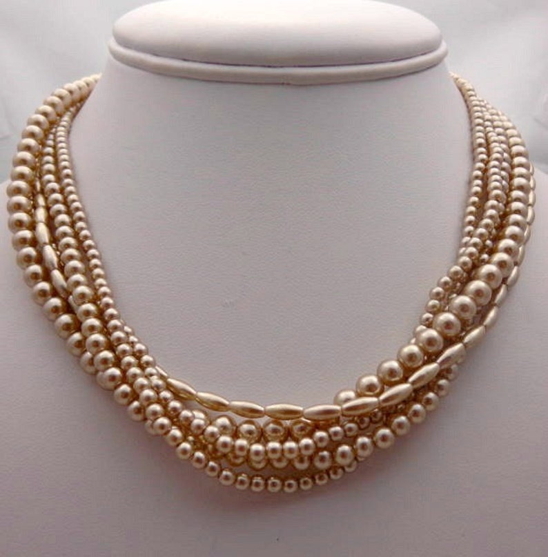 ON SALE Marvella 5 Strand Vintage Pearl Necklace | Etsy