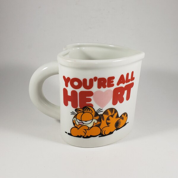 Vintage Enesco Mug |  Vintage Garfield the Cat Novelty Mug  |  Heart Shaped Mug  |  Comic Strip Cat Mug |  Jim Davis  | You're All Heart Cup