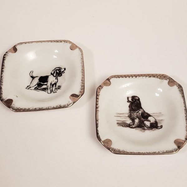Vintage Ceramic Ashtrays  |  Ceramic Dog Dishes |  Hunting Dog Catch All Dish  |  Hound Dog |  Spaniel Dog Decor | Vintage Tobacciana