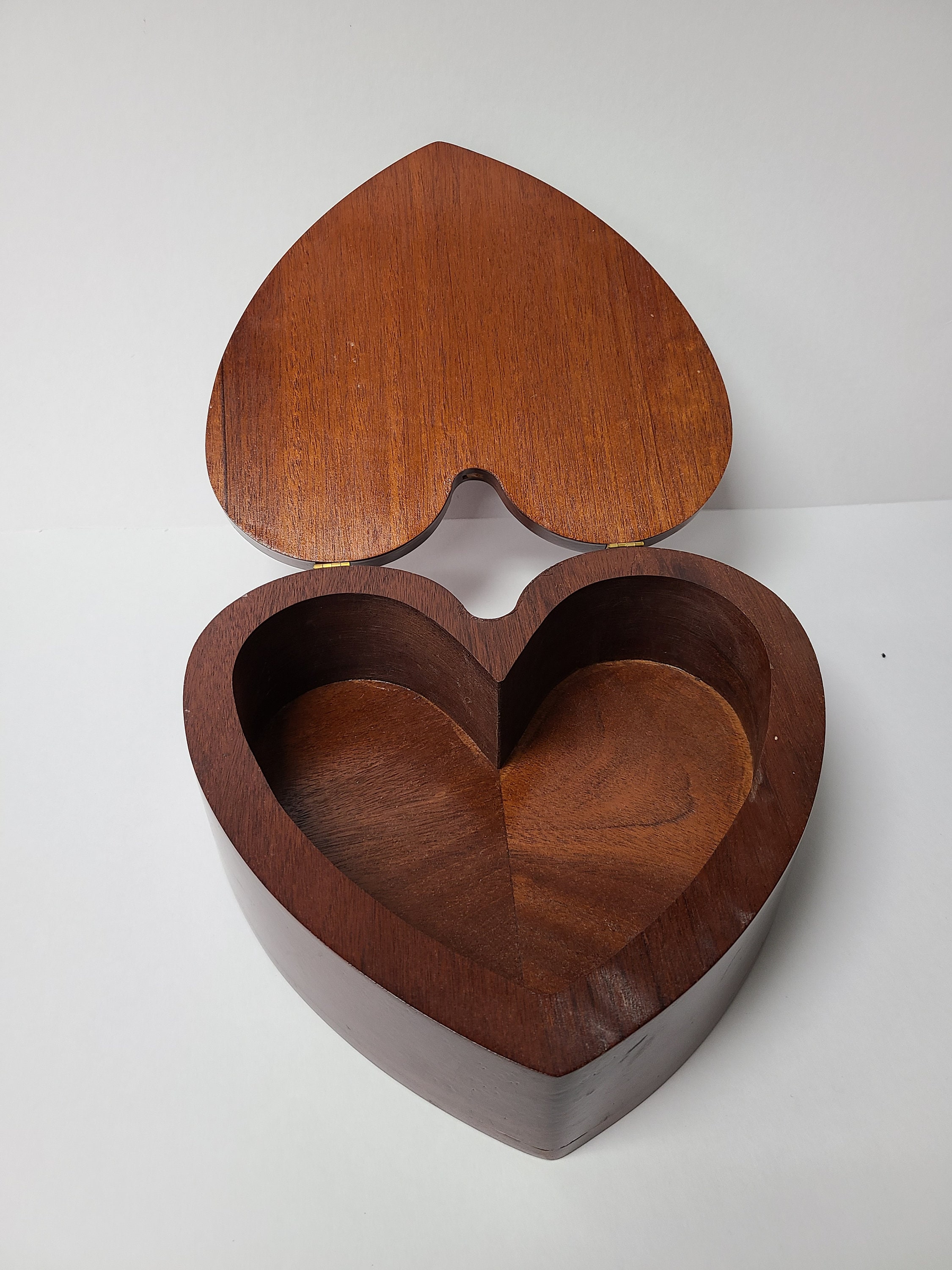Vintage Jewelry Box Large Heart Shaped Box Wood Jewelry Etsy