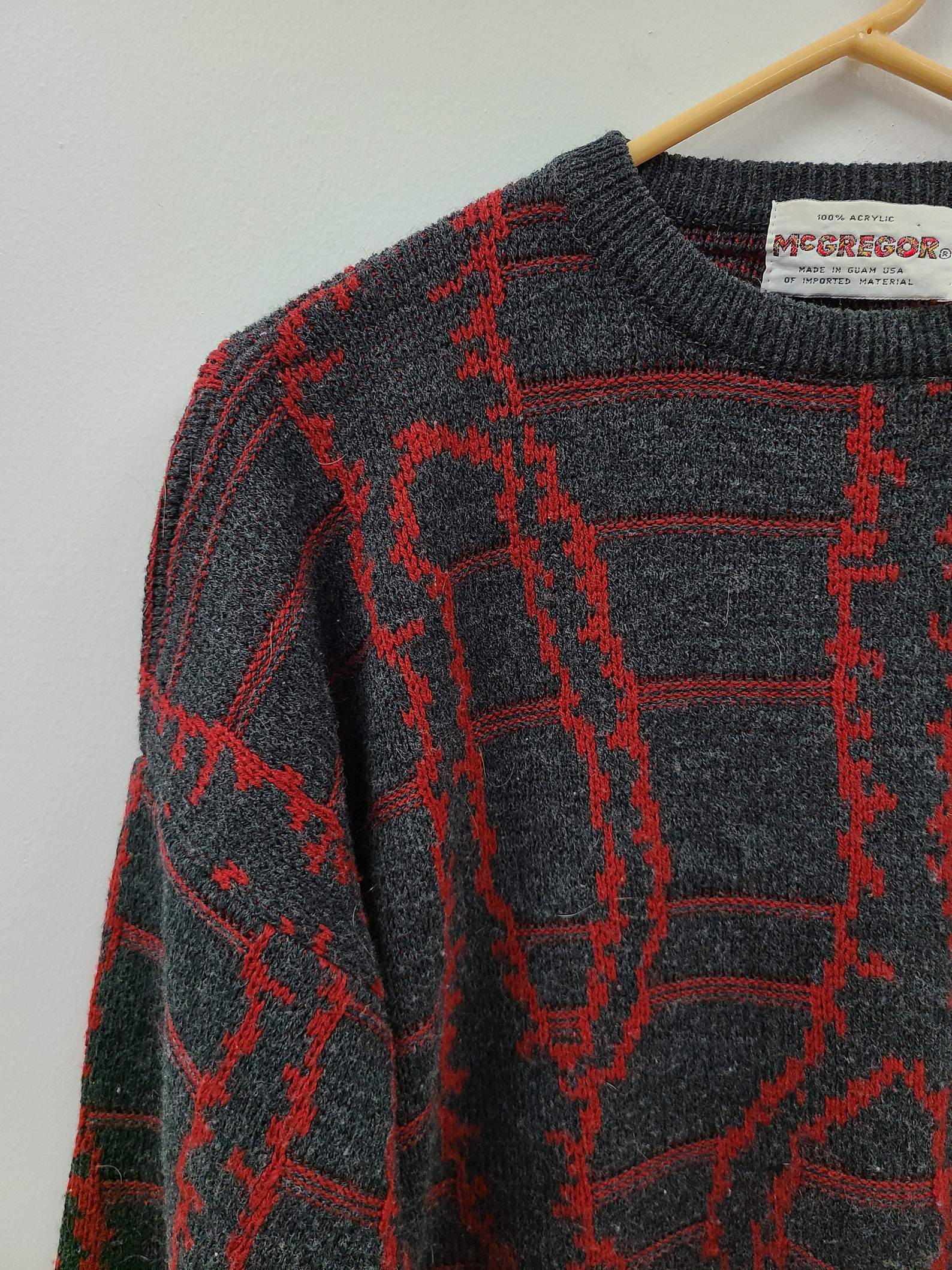 Vintage McGregor Sweater Red and Gray Size XL 80s Sweater | Etsy