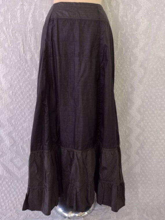 Antique VICTORIAN long black silk pinstripe skirt 